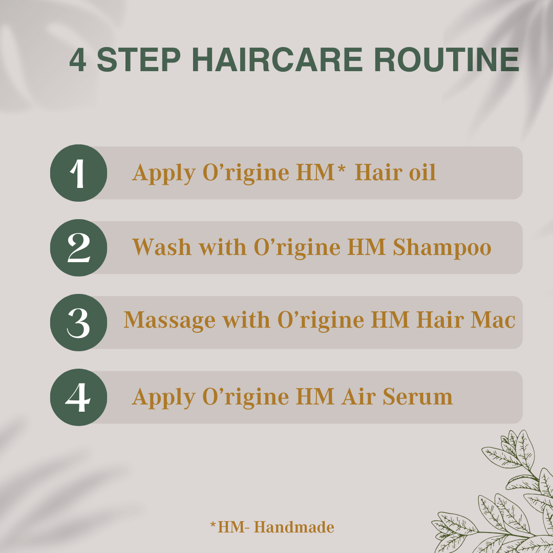 image of 4 step hair care routine for herbal shampoo