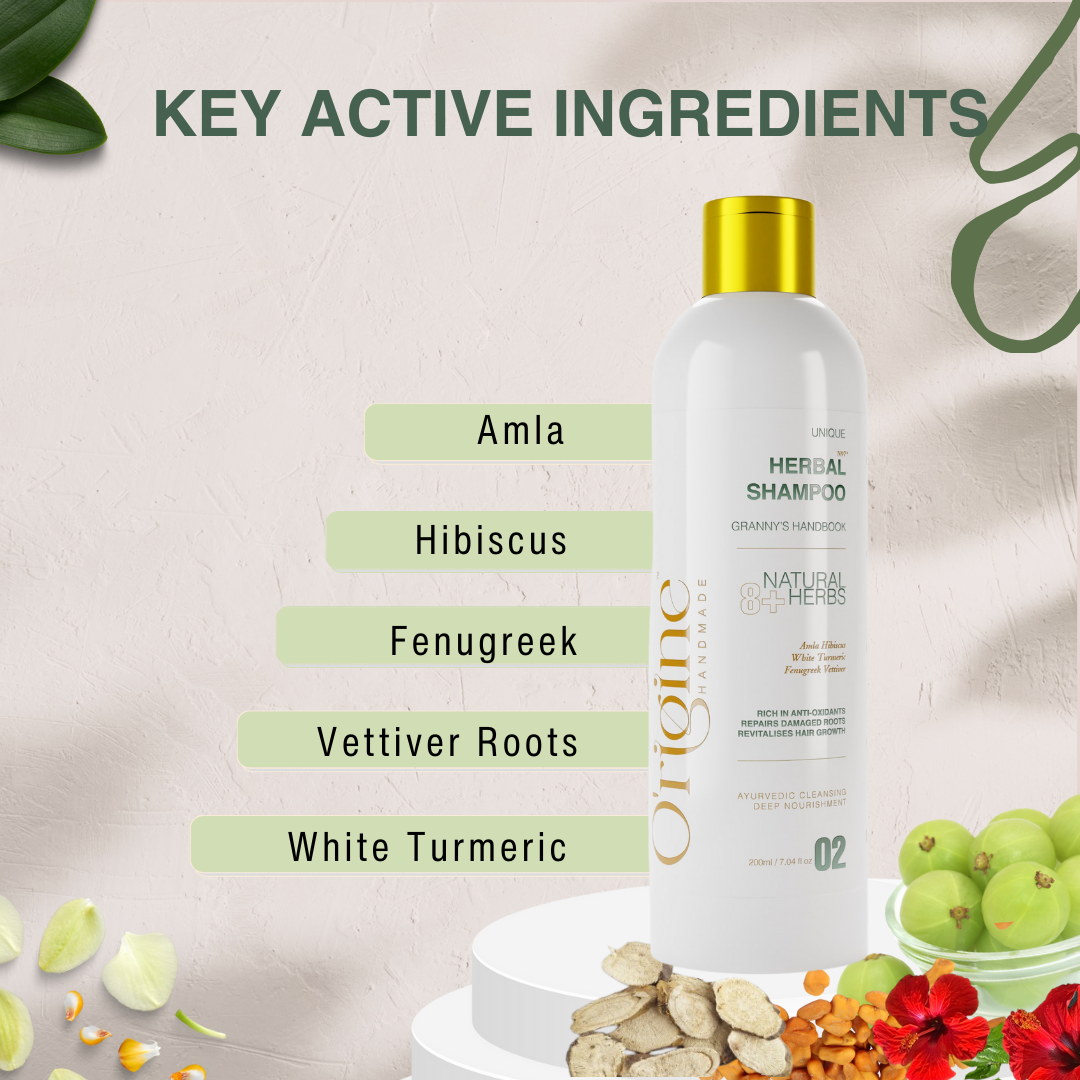 image of key active ingrediants for origine herbal shampoo