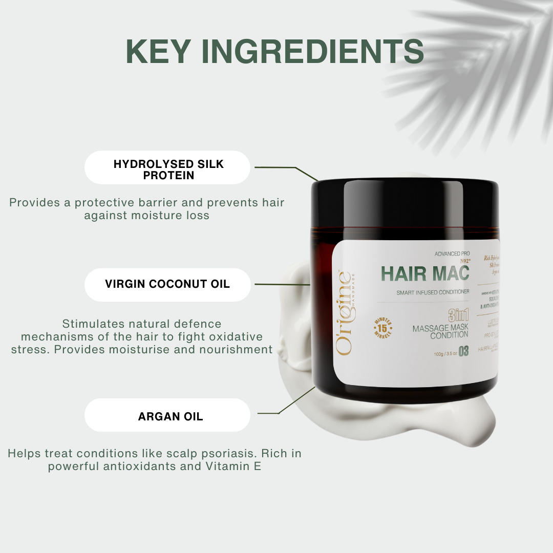 image of key ingrediants used in origine hairmac